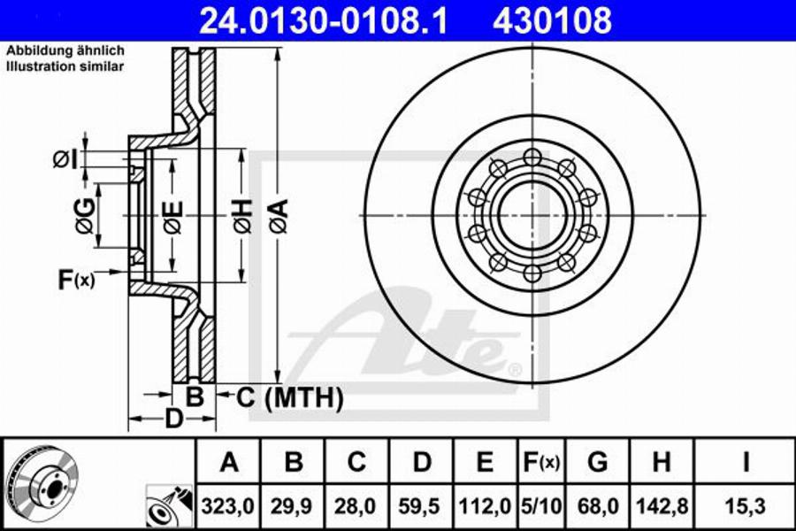 ATE 430108 - Kočioni disk www.molydon.hr