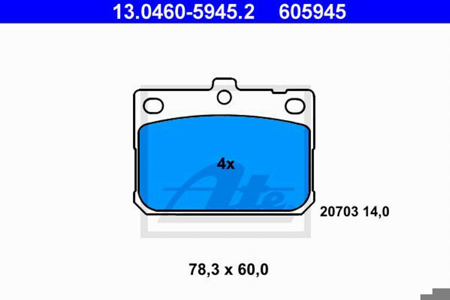 ATE 605945 - Komplet Pločica, disk-kočnica www.molydon.hr