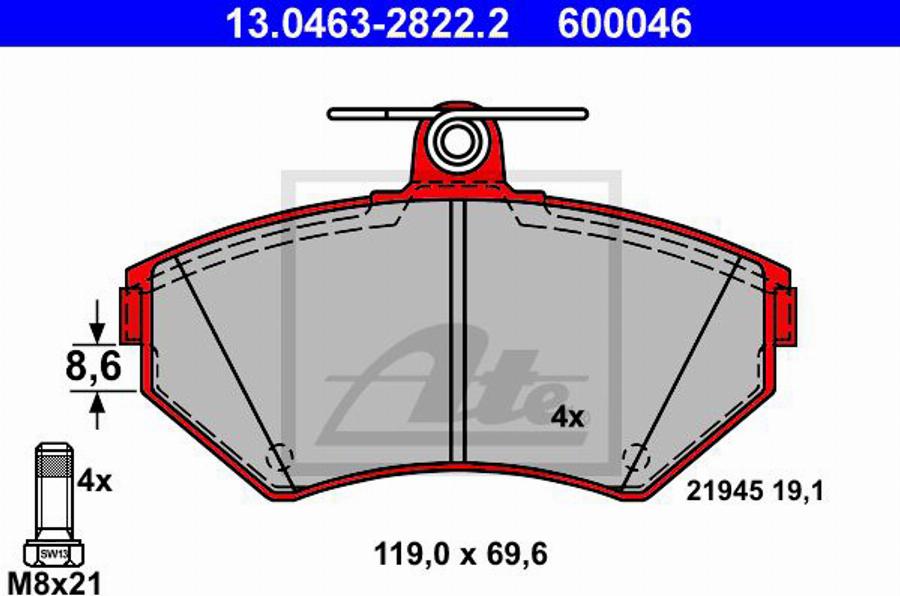 ATE 600046 - Komplet Pločica, disk-kočnica www.molydon.hr