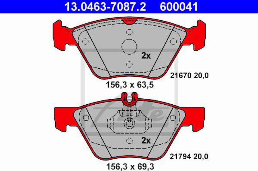 ATE 600041 - Komplet Pločica, disk-kočnica www.molydon.hr