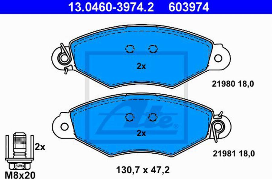 ATE 603974 - Komplet Pločica, disk-kočnica www.molydon.hr