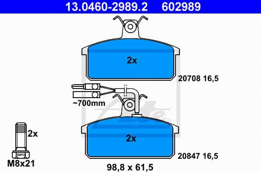 ATE 602989 - Komplet Pločica, disk-kočnica www.molydon.hr