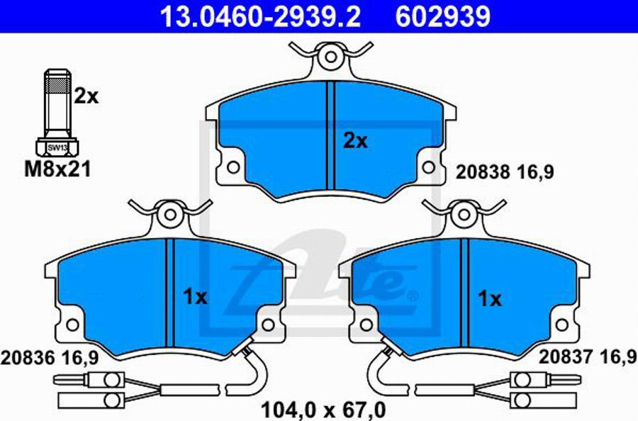 ATE 602939 - Komplet Pločica, disk-kočnica www.molydon.hr