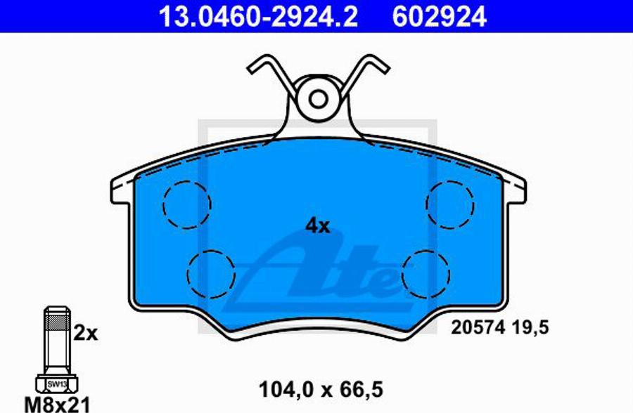 ATE 602924 - Komplet Pločica, disk-kočnica www.molydon.hr