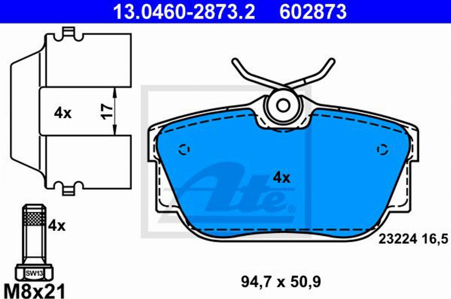 ATE 602873 - Komplet Pločica, disk-kočnica www.molydon.hr