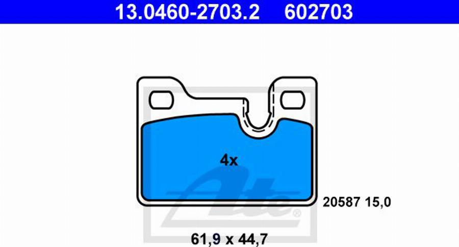 ATE 602703 - Komplet Pločica, disk-kočnica www.molydon.hr