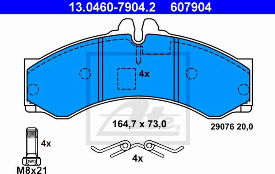 ATE 607904 - Komplet Pločica, disk-kočnica www.molydon.hr