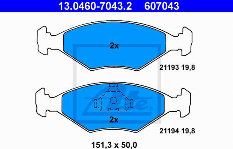 ATE 607043 - Komplet Pločica, disk-kočnica www.molydon.hr