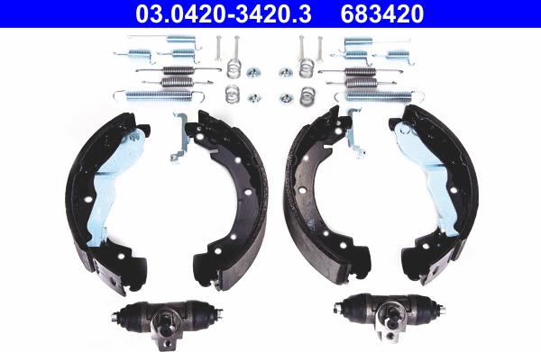ATE 03.0420-3420.3 - Komplet kočnica, bubanj kočnice www.molydon.hr