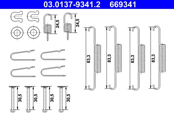 ATE 03.0137-9341.2 - Komplet pribora, kočione papuce rucne kočnice www.molydon.hr