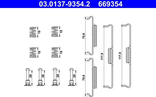 ATE 03.0137-9354.2 - Komplet pribora, kočione papuce rucne kočnice www.molydon.hr