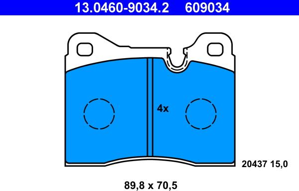 ATE 13.0460-9034.2 - Komplet Pločica, disk-kočnica www.molydon.hr