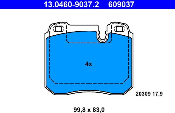 ATE 13.0460-9037.2 - Komplet Pločica, disk-kočnica www.molydon.hr