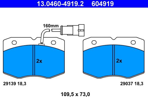 ATE 13.0460-4919.2 - Komplet Pločica, disk-kočnica www.molydon.hr