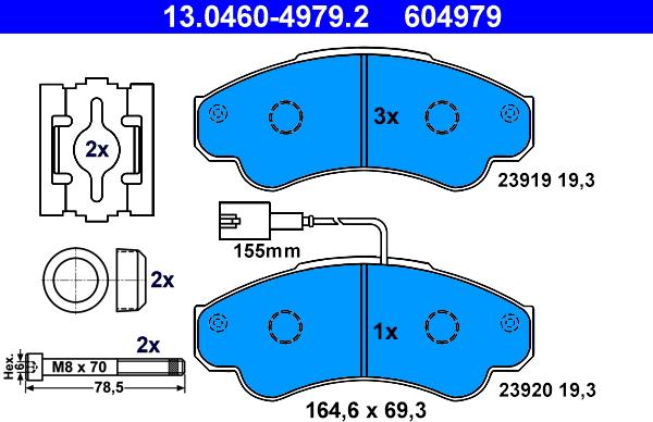 ATE 13.0460-4979.2 - Komplet Pločica, disk-kočnica www.molydon.hr