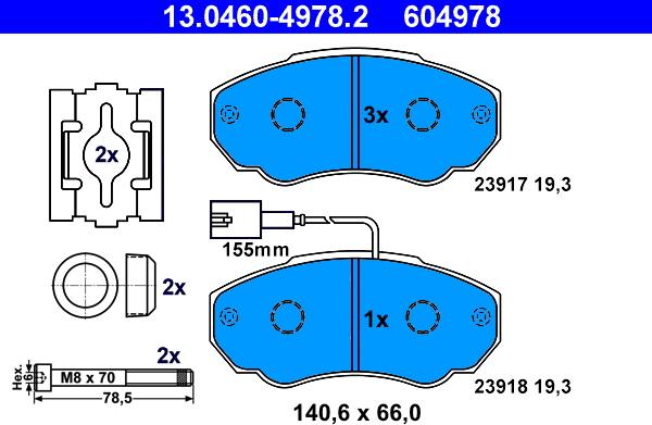 ATE 13.0460-4978.2 - Komplet Pločica, disk-kočnica www.molydon.hr