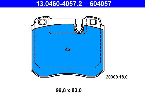 ATE 13.0460-4057.2 - Komplet Pločica, disk-kočnica www.molydon.hr