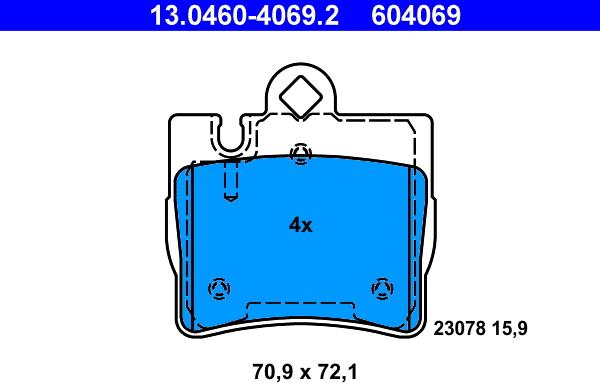 ATE 13.0460-4069.2 - Komplet Pločica, disk-kočnica www.molydon.hr