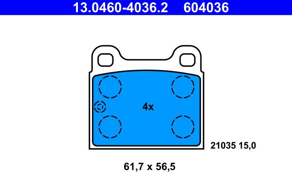 ATE 13.0460-4036.2 - Komplet Pločica, disk-kočnica www.molydon.hr