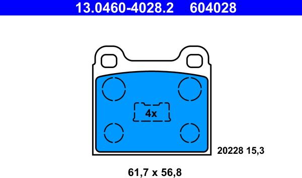 ATE 13.0460-4028.2 - Komplet Pločica, disk-kočnica www.molydon.hr