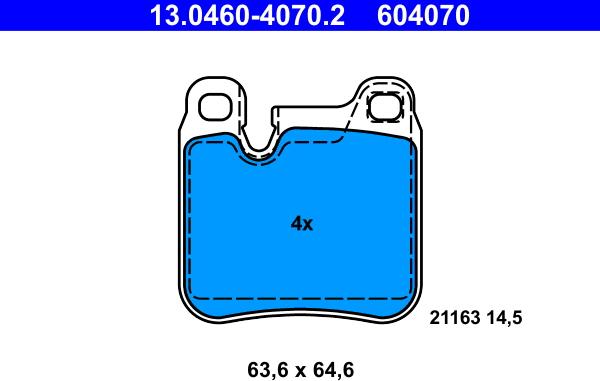 ATE 13.0460-4070.2 - Komplet Pločica, disk-kočnica www.molydon.hr