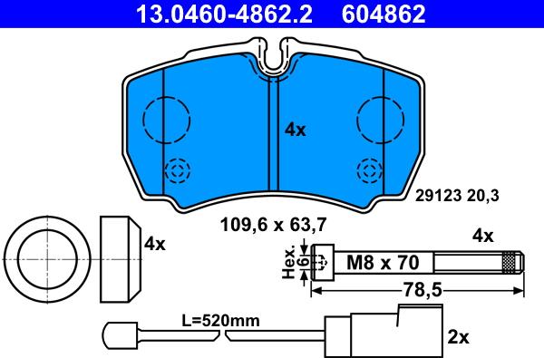 ATE 13.0460-4862.2 - Komplet Pločica, disk-kočnica www.molydon.hr