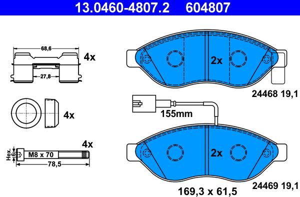 ATE 13.0460-4807.2 - Komplet Pločica, disk-kočnica www.molydon.hr