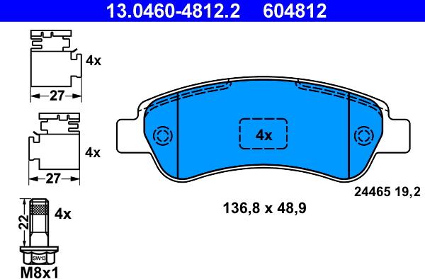 ATE 13.0460-4812.2 - Komplet Pločica, disk-kočnica www.molydon.hr