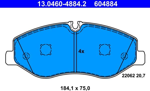 ATE 13.0460-4884.2 - Komplet Pločica, disk-kočnica www.molydon.hr