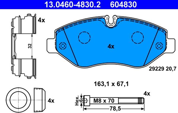 ATE 13.0460-4830.2 - Komplet Pločica, disk-kočnica www.molydon.hr