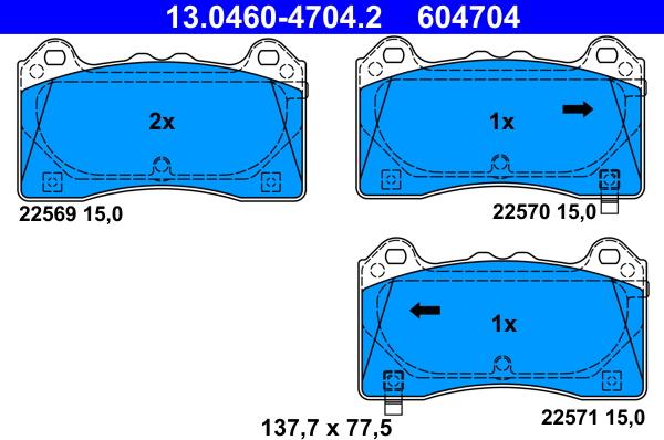 ATE 13.0460-4704.2 - Komplet Pločica, disk-kočnica www.molydon.hr