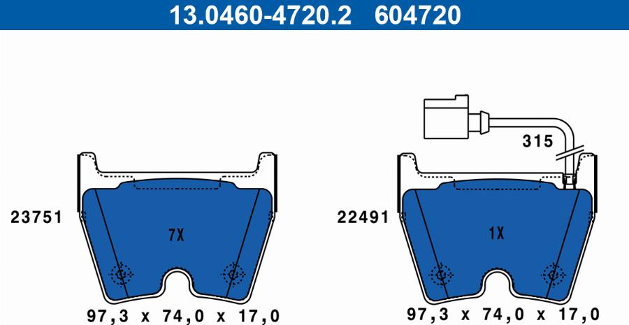 ATE 13.0460-4720.2 - Komplet Pločica, disk-kočnica www.molydon.hr