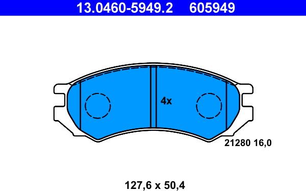 ATE 13.0460-5949.2 - Komplet Pločica, disk-kočnica www.molydon.hr