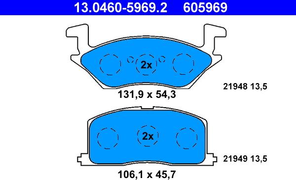 ATE 13.0460-5969.2 - Komplet Pločica, disk-kočnica www.molydon.hr