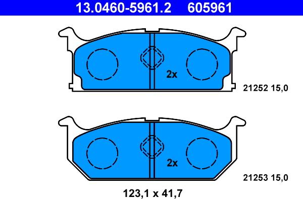 ATE 13.0460-5961.2 - Komplet Pločica, disk-kočnica www.molydon.hr