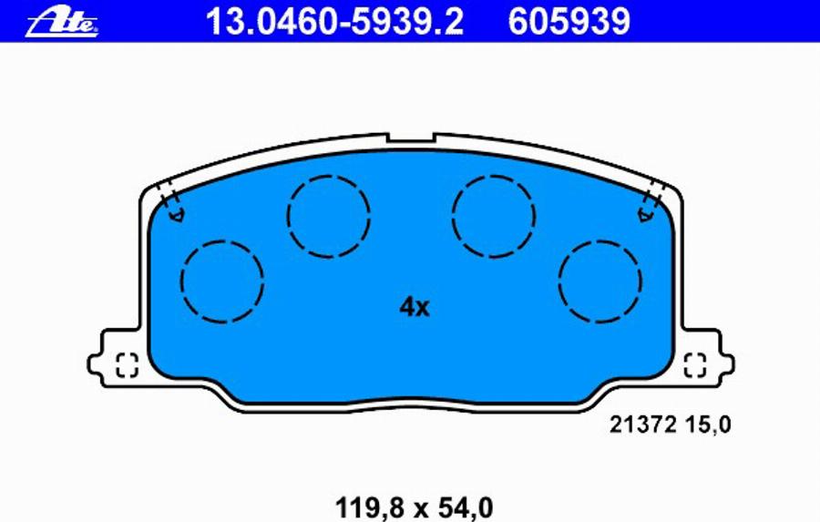 ATE 13.0460-5939.2 - Komplet Pločica, disk-kočnica www.molydon.hr