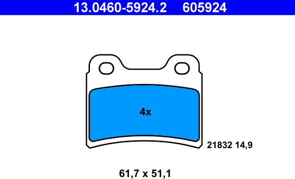 ATE 13.0460-5924.2 - Komplet Pločica, disk-kočnica www.molydon.hr