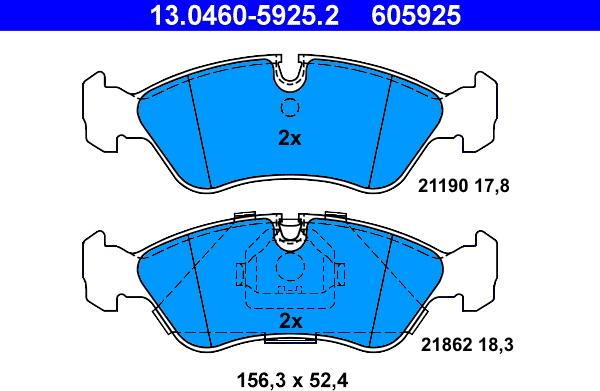 ATE 13.0460-5925.2 - Komplet Pločica, disk-kočnica www.molydon.hr