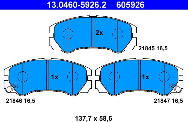 ATE 13.0460-5926.2 - Komplet Pločica, disk-kočnica www.molydon.hr