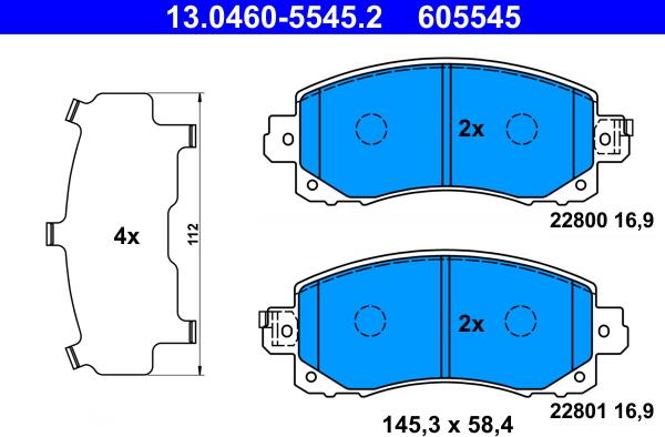 ATE 13.0460-5545.2 - Komplet Pločica, disk-kočnica www.molydon.hr