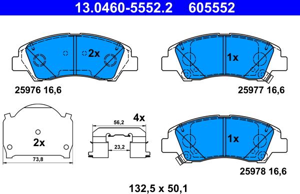 ATE 13.0460-5552.2 - Komplet Pločica, disk-kočnica www.molydon.hr