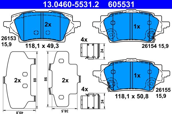 ATE 13.0460-5531.2 - Komplet Pločica, disk-kočnica www.molydon.hr