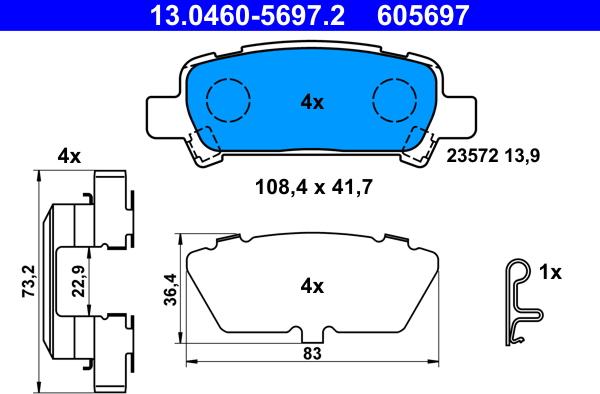 ATE 13.0460-5697.2 - Komplet Pločica, disk-kočnica www.molydon.hr