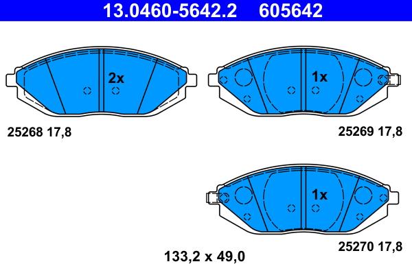 ATE 13.0460-5642.2 - Komplet Pločica, disk-kočnica www.molydon.hr