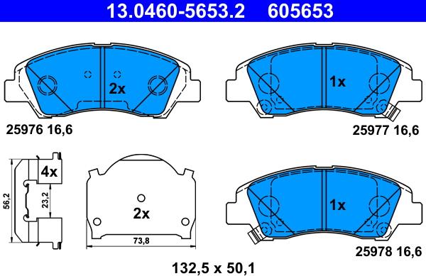 ATE 13.0460-5653.2 - Komplet Pločica, disk-kočnica www.molydon.hr