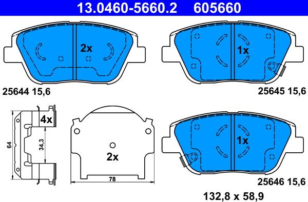 ATE 13.0460-5660.2 - Komplet Pločica, disk-kočnica www.molydon.hr