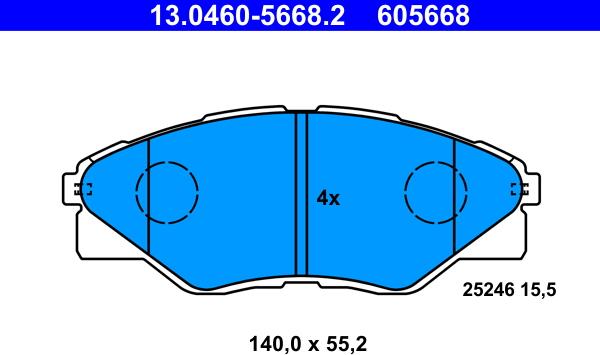 ATE 13.0460-5668.2 - Komplet Pločica, disk-kočnica www.molydon.hr