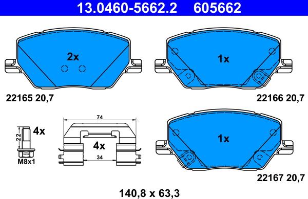 ATE 13.0460-5662.2 - Komplet Pločica, disk-kočnica www.molydon.hr