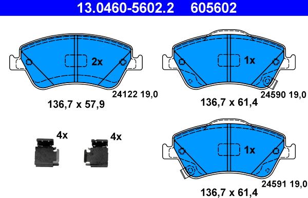 ATE 13.0460-5602.2 - Komplet Pločica, disk-kočnica www.molydon.hr