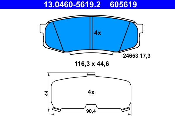 ATE 13.0460-5619.2 - Komplet Pločica, disk-kočnica www.molydon.hr